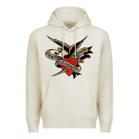 Oatmeal Heather sailor jerry tattoo art military mermaid Premium Hoodie - artisFamous