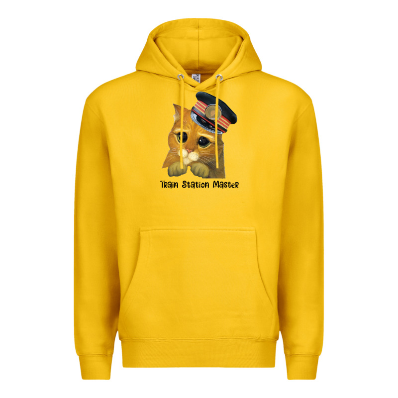 Cat Tama Train Station Master Premium Hoodie by artisFamous | Teevron