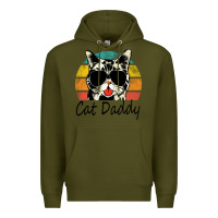 Army Green cat daddy vintage Premium Hoodie - artisFamous