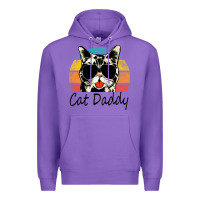 Purple cat daddy vintage Premium Hoodie - artisFamous