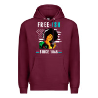 Burgundy juneteenth free ish since 1865 black Premium Hoodie - artisFamous