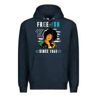 Navy juneteenth free ish since 1865 black Premium Hoodie - artisFamous