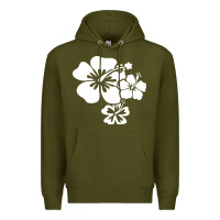 Army Green hawaiian flower Premium Hoodie - artisFamous