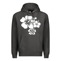 Charcoal Heather hawaiian flower Premium Hoodie - artisFamous