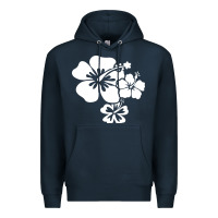 Navy hawaiian flower Premium Hoodie - artisFamous
