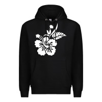 Black hawaiian flower Premium Hoodie - artisFamous
