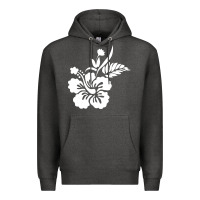 Charcoal Heather hawaiian flower Premium Hoodie - artisFamous