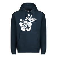 Navy hawaiian flower Premium Hoodie - artisFamous