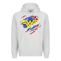 Dove Grey tear off wonder woman shield Premium Hoodie - artisFamous