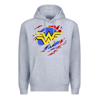 Heather Grey tear off wonder woman shield Premium Hoodie - artisFamous