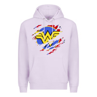 Lilac tear off wonder woman shield Premium Hoodie - artisFamous