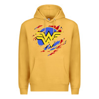 Mustard tear off wonder woman shield Premium Hoodie - artisFamous