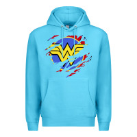 Ocean Blue tear off wonder woman shield Premium Hoodie - artisFamous