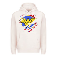Pale Pink tear off wonder woman shield Premium Hoodie - artisFamous