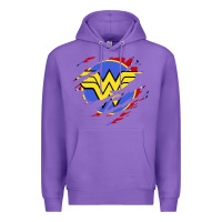 Purple tear off wonder woman shield Premium Hoodie - artisFamous