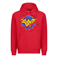 Red tear off wonder woman shield Premium Hoodie - artisFamous