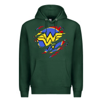Sports Green tear off wonder woman shield Premium Hoodie - artisFamous