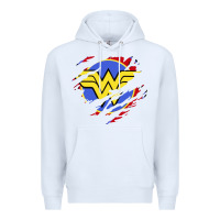 White tear off wonder woman shield Premium Hoodie - artisFamous
