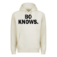 Oatmeal Heather bo knows (black text) Premium Hoodie - artisFamous