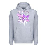 Heather Grey melody and kuromi heart Premium Hoodie - artisFamous