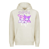 Oatmeal Heather melody and kuromi heart Premium Hoodie - artisFamous