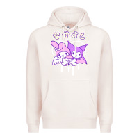 Pale Pink melody and kuromi heart Premium Hoodie - artisFamous