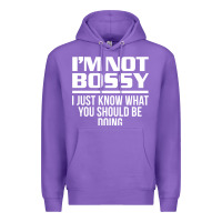 Purple I'M NOT BOSSY I JUST KNOW WHAT YOU SHOULD BE DOING FUNNY Premium Hoodie - artisFamous