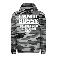Slate Camo I'M NOT BOSSY I JUST KNOW WHAT YOU SHOULD BE DOING FUNNY Premium Hoodie - artisFamous