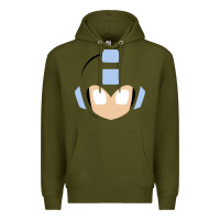 Army Green mega man retro video game face Premium Hoodie - artisFamous