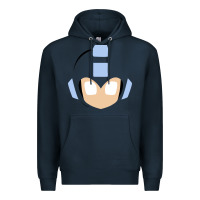 Navy mega man retro video game face Premium Hoodie - artisFamous