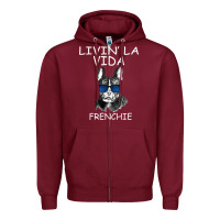 Burgundy Livin' la vida Frenchie Zipper Hoodie - Bettercallsaul