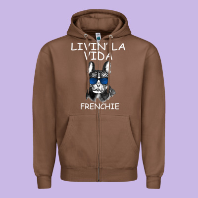 Livin' La Vida Frenchie Zipper Hoodie Designed By Bettercallsaul