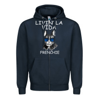 Navy Livin' la vida Frenchie Zipper Hoodie - Bettercallsaul