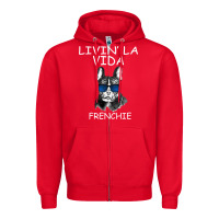 Red Livin' la vida Frenchie Zipper Hoodie - Bettercallsaul