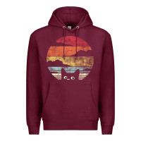 Burgundy cat retro vintage style Premium Hoodie - artisFamous