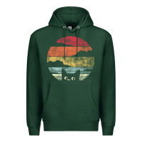 Sports Green cat retro vintage style Premium Hoodie - artisFamous
