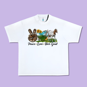 Peace Love Boer Goat Urban Heavy Tee Designed By Lillyallendesigns