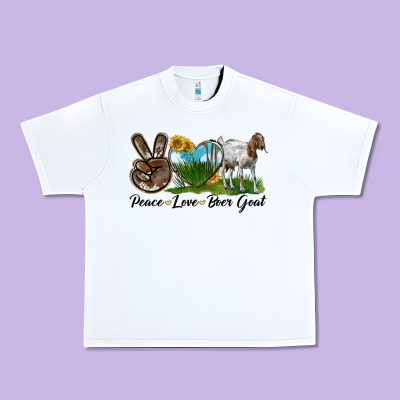 Peace Love Boer Goat Urban Heavy Tee Designed By Lillyallendesigns
