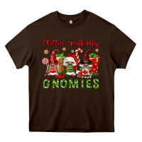 Chocolate Brown Chillin' With My Gnomies Heavy Core Tee - FaDigitalArtStudio