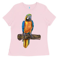 Bubblegum Pink blue throated macaw Ladies Tee - LillyAllenDesigns