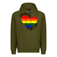 Army Green proud ally lgbt heart gay pride month Premium Hoodie - artisFamous