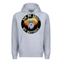 Heather Grey ask me about my butthole ufo Premium Hoodie - artisFamous