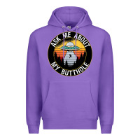 Purple ask me about my butthole ufo Premium Hoodie - artisFamous