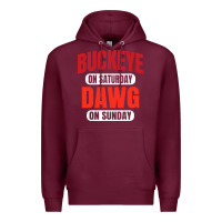 Burgundy buckeye on saturday Premium Hoodie - artisFamous