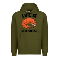 Army Green crab life is relentless Premium Hoodie - artisFamous