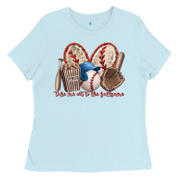 Baby Blue take me out to the ballgame Ladies Tee - RacoonDesign