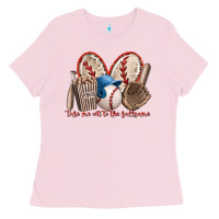Bubblegum Pink take me out to the ballgame Ladies Tee - RacoonDesign