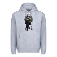 Heather Grey bernie sitting in the cold with mittens meme Premium Hoodie - artisFamous