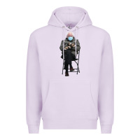Lilac bernie sitting in the cold with mittens meme Premium Hoodie - artisFamous