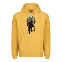 Mustard bernie sitting in the cold with mittens meme Premium Hoodie - artisFamous